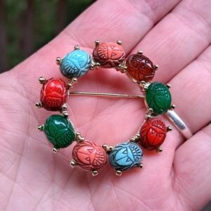 Vintage Egyptian Revival Scarab Brooch
